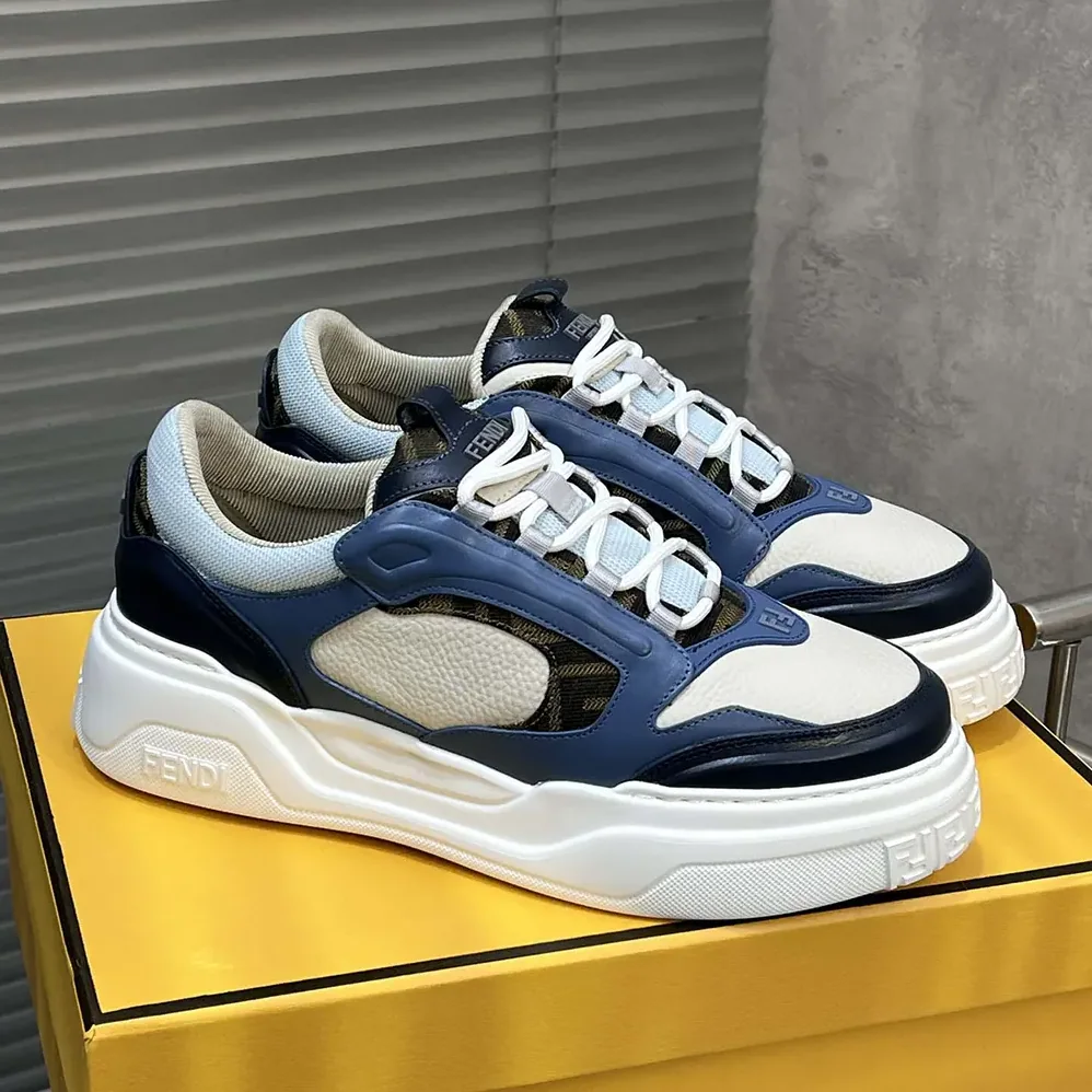 Fendi Force Sneakers White Light Blue and Blue Leather Low for Unisex in tops Fendi Force Sneakers White Light Blue and Blue Leather Low for Unisex in tops