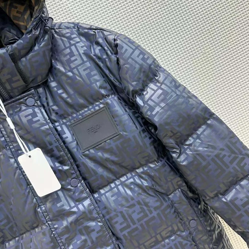 Fendi Down Jacket Blue FF Tech Fabric Down Jacket for Women Fendi Down Jacket Blue FF Tech Fabric Down Jacket for Women