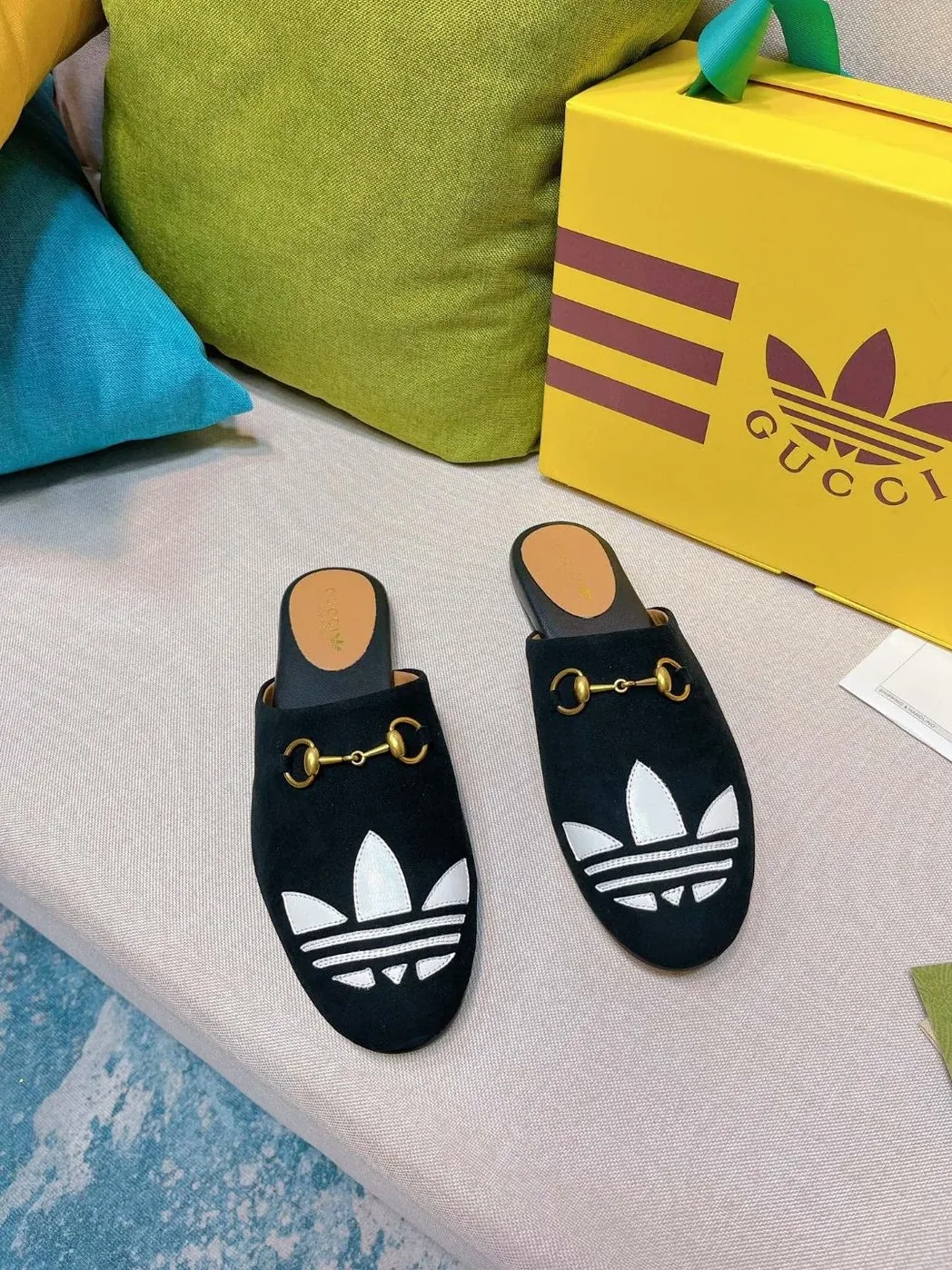Gucci x Adidas GG Trefoil Slipper Black for Women Gucci x Adidas GG Trefoil Slipper Black for Women