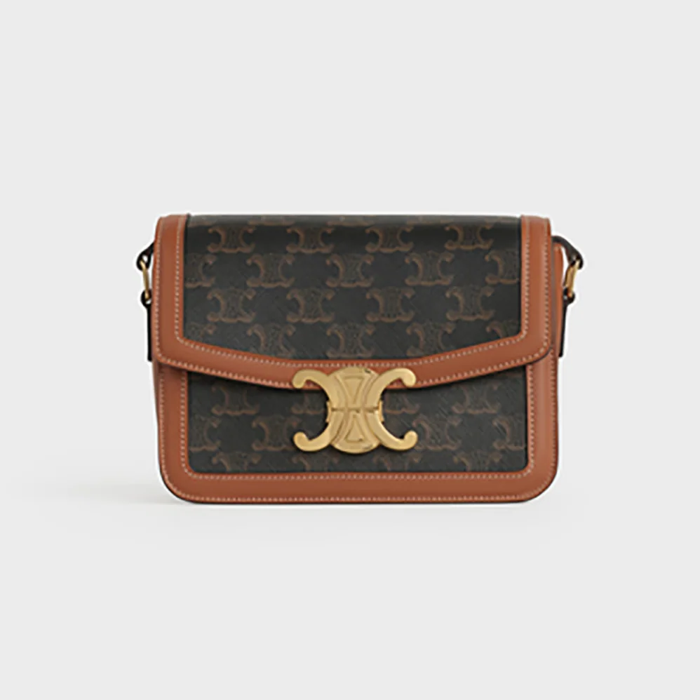 Celine Teen Triomphe Bag in Triomphe Canvas and Calfskin for Women