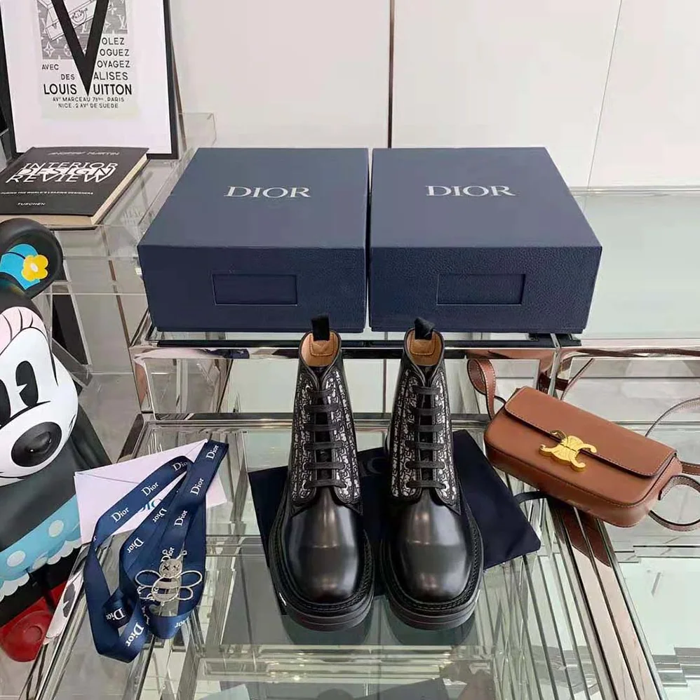 Dior Explorer II Laced Ankle Boot Black Polished Calfskin for Men
