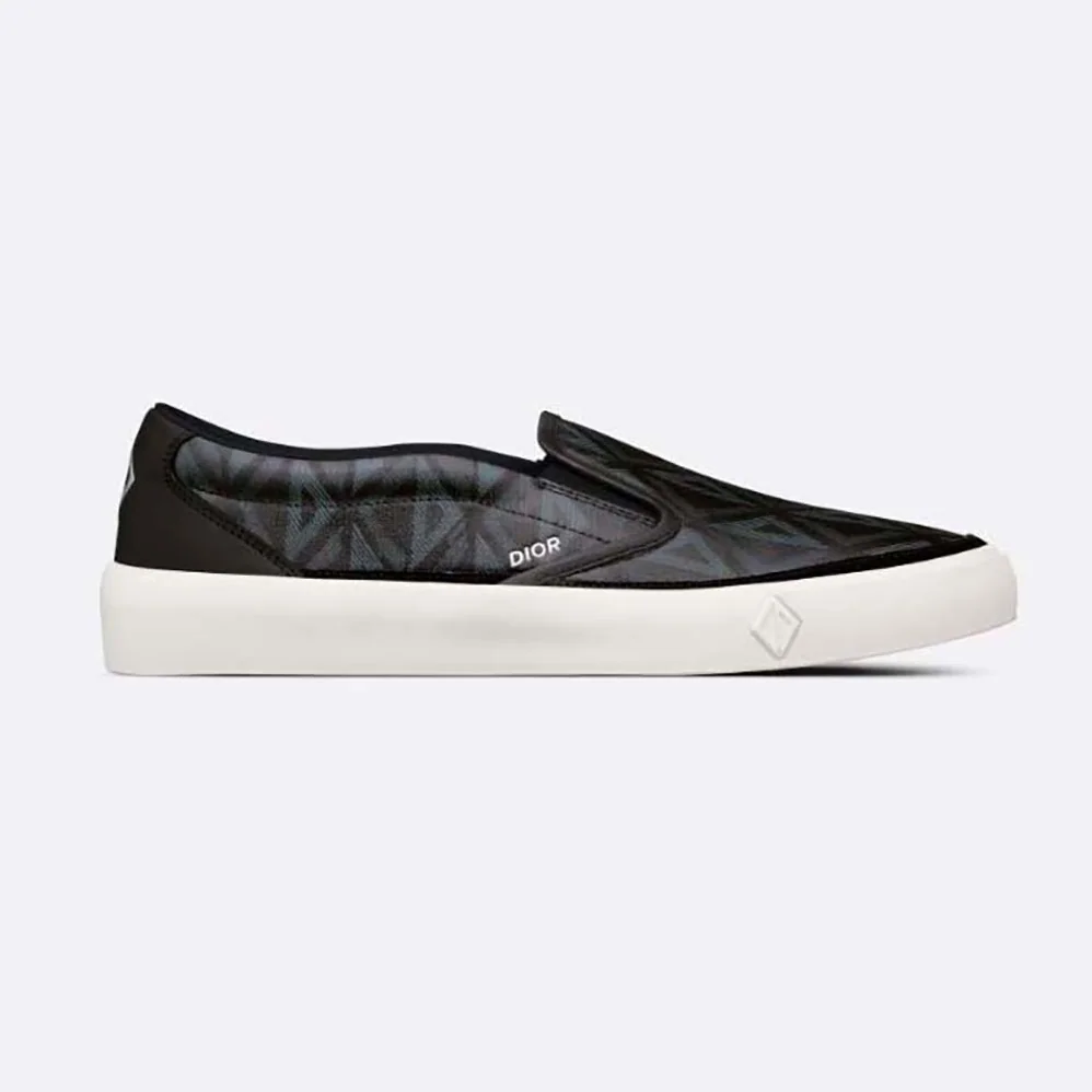 Dior B101 Slip-on Sneaker Black CD Diamond Canvas and Smooth Calfskin for Men