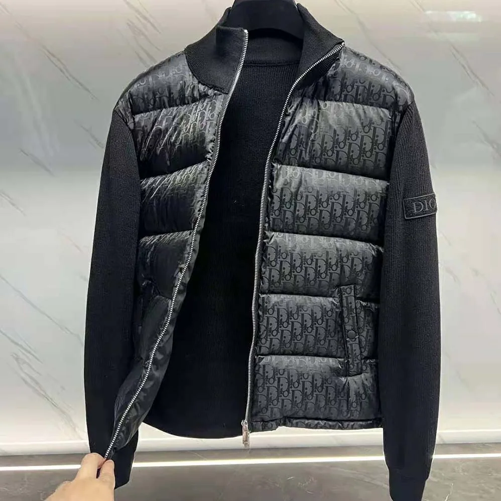 Dior Oblique Jacket Black Wool Knit for Men