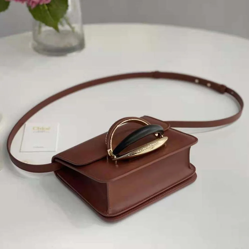 Chloe Kattie Cross-Body Bag in Shiny Calfskin for Women in Brown Chloe Kattie Cross-Body Bag in Shiny Calfskin for Women in Brown