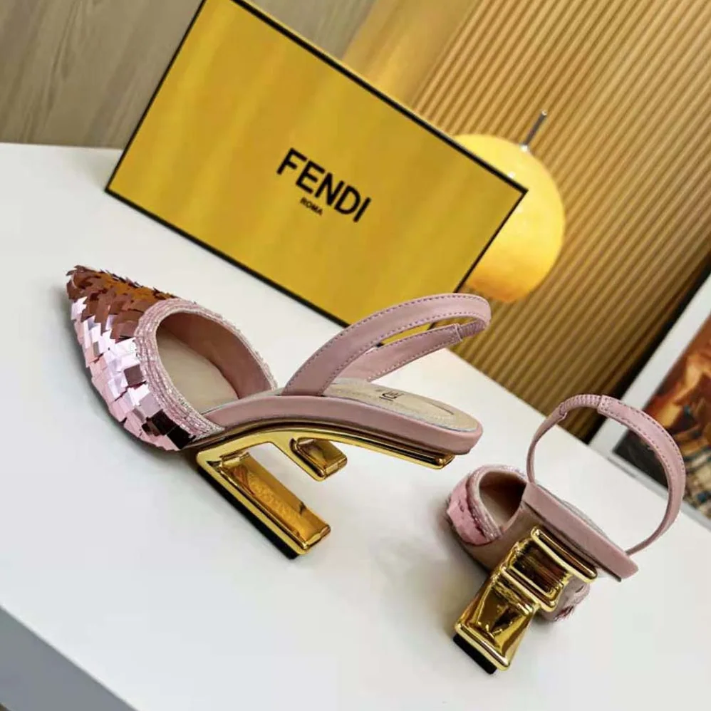 Fendi Colibrì Lite Pink Sequin High for Women in heeled Slingbacks