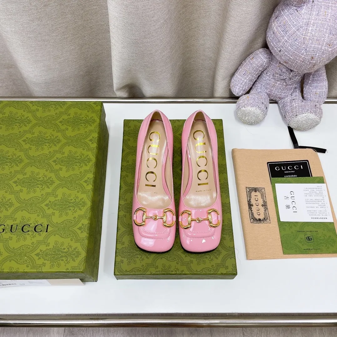 Gucci Mid-Heel Slingback With Horsebit Light Pink GG for Women Gucci Mid-Heel Slingback With Horsebit Light Pink GG for Women