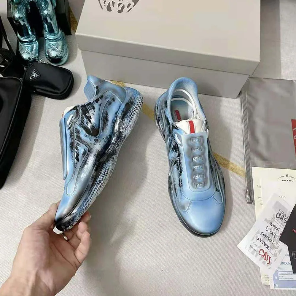 Prada Cass x Prada Americas Cup D3cay Sneakers for Unisex in Blue Prada Cass x Prada Americas Cup D3cay Sneakers for Unisex in Blue