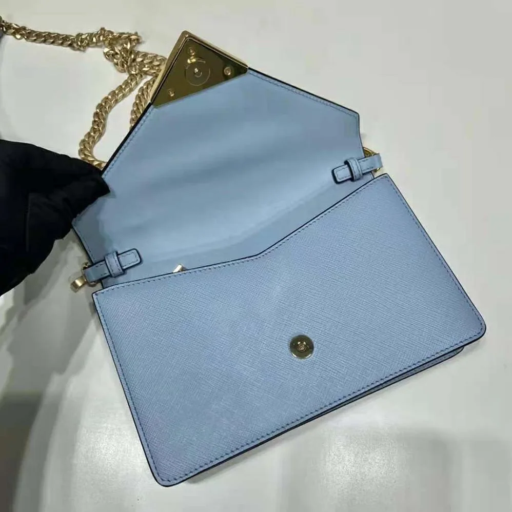 Prada Saffiano Leather Shoulder Bag for Women in Blue