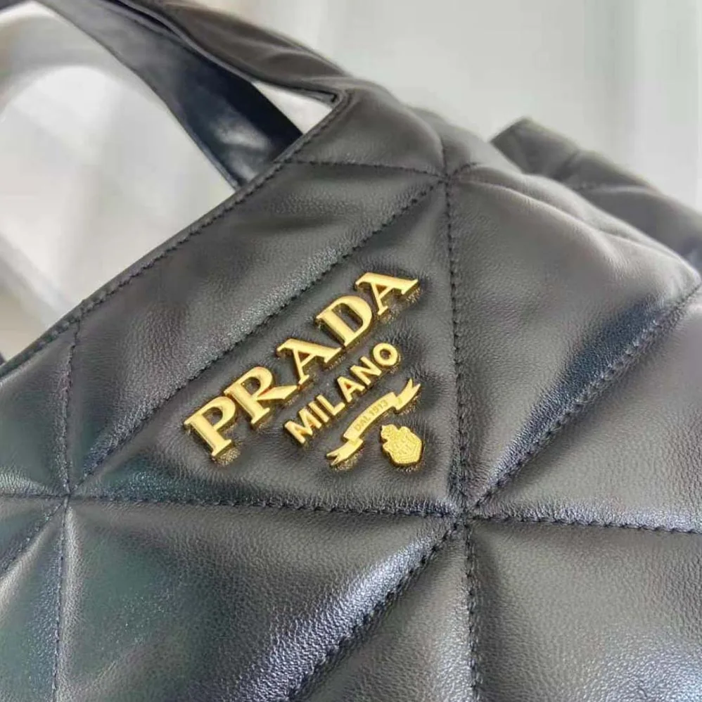Prada Medium Nappa-Leather Tote Bag with Topstitching for Women