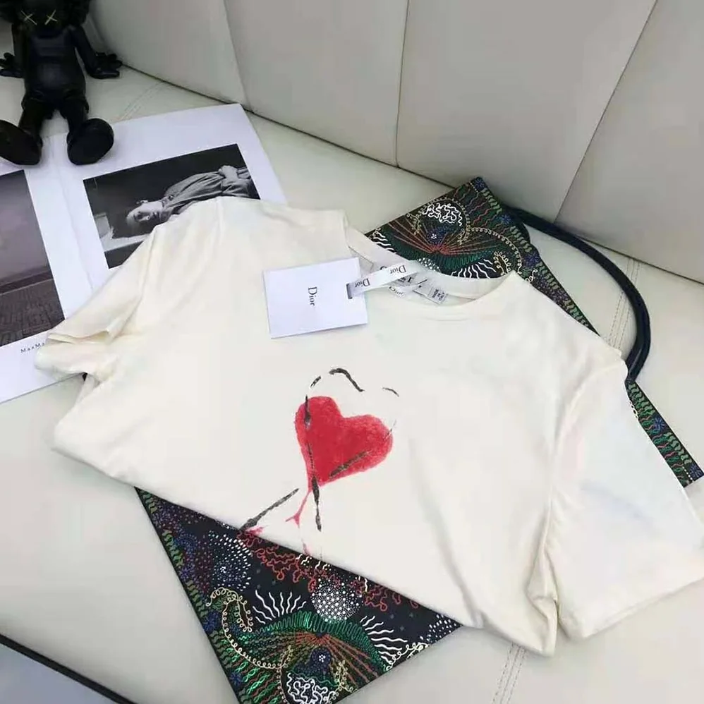 Dior Love Moves T-shirt Ecru Cotton Jersey and Linen for Women Dior Love Moves T-shirt Ecru Cotton Jersey and Linen for Women