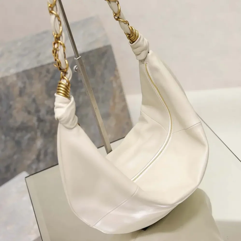 Saint Laurent YSL Amalia Small Hobo In Lambskin for Women in White