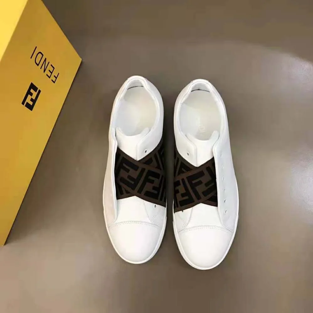 Fendi Sneakers White Leather Slip for Men in ons