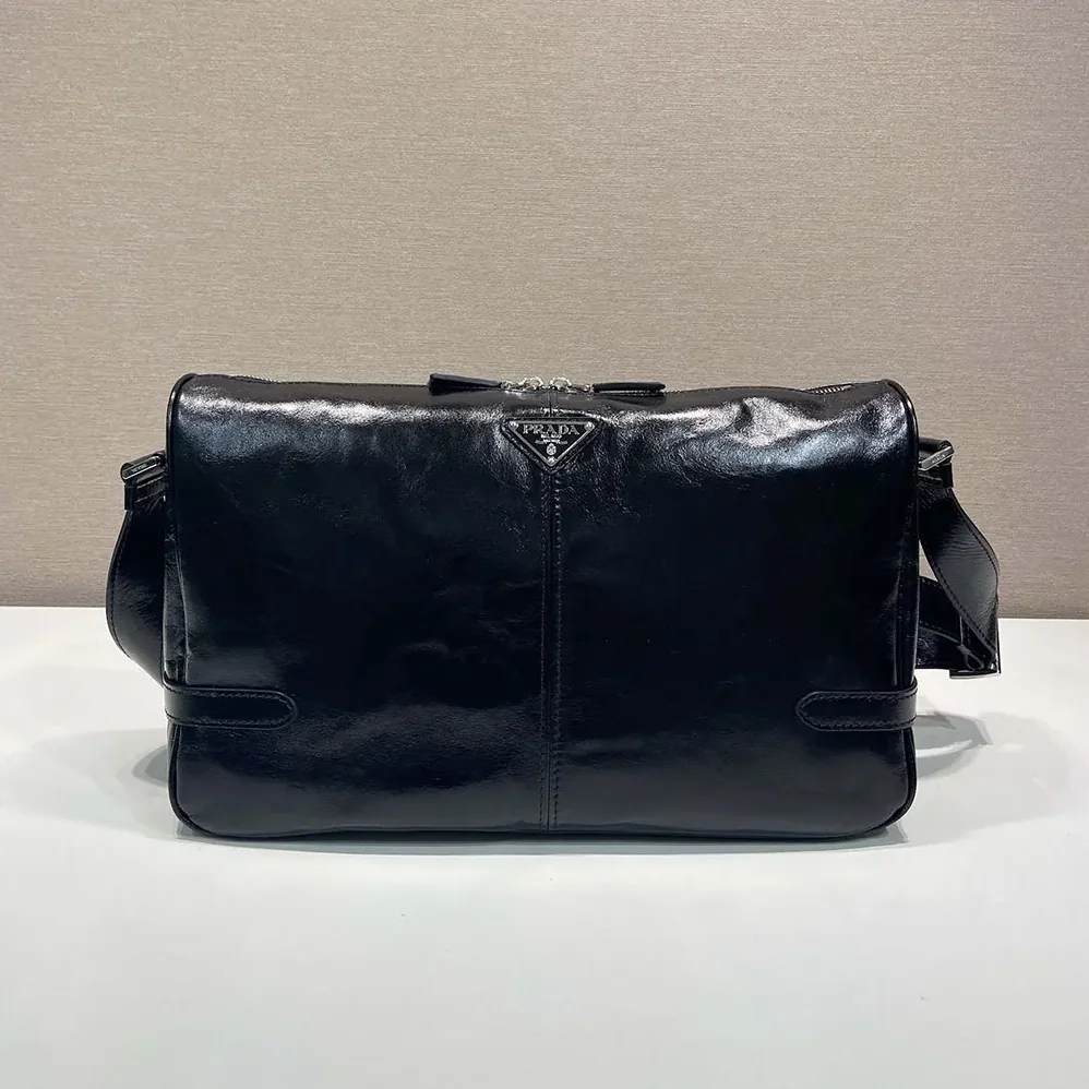 Prada Leather Shoulder Bag for Women in Black Prada Leather Shoulder Bag for Women in Black