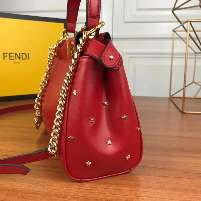 Fendi Peekaboo XS Leather Mini-Bag for Women in Red