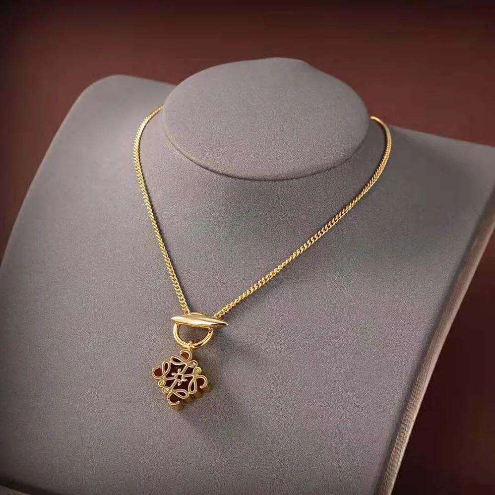 Loewe Anagram Pendant Necklace in Metal for Women Loewe Anagram Pendant Necklace in Metal for Women