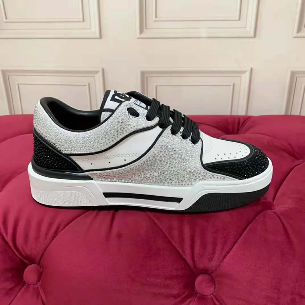 Dolce Gabbana D&G Calfskin New Roma Sneakers with Fusible Rhinestones for Unisex Dolce Gabbana D&G Calfskin New Roma Sneakers with Fusible Rhinestones for Unisex
