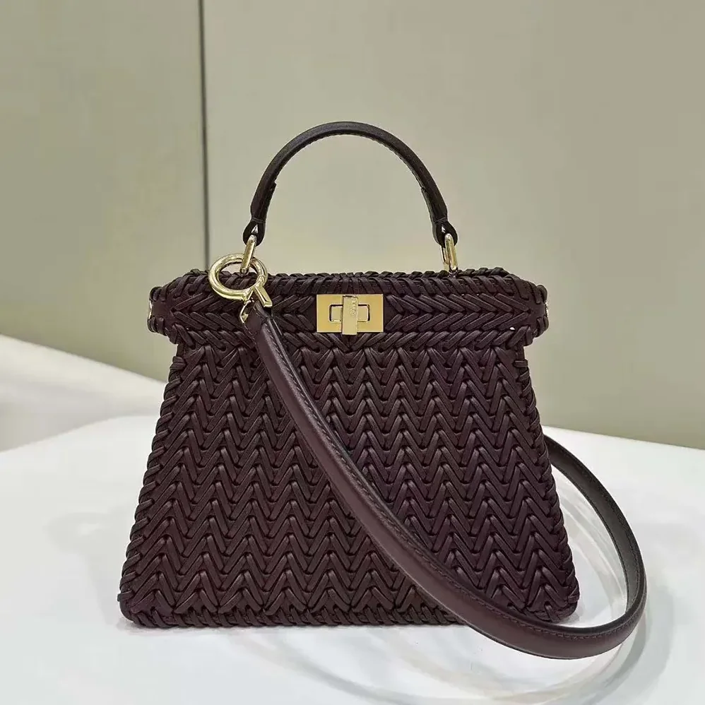 Fendi Peekaboo ISeeU Petite Maroon Padded Calfskin Leather Bag for Women