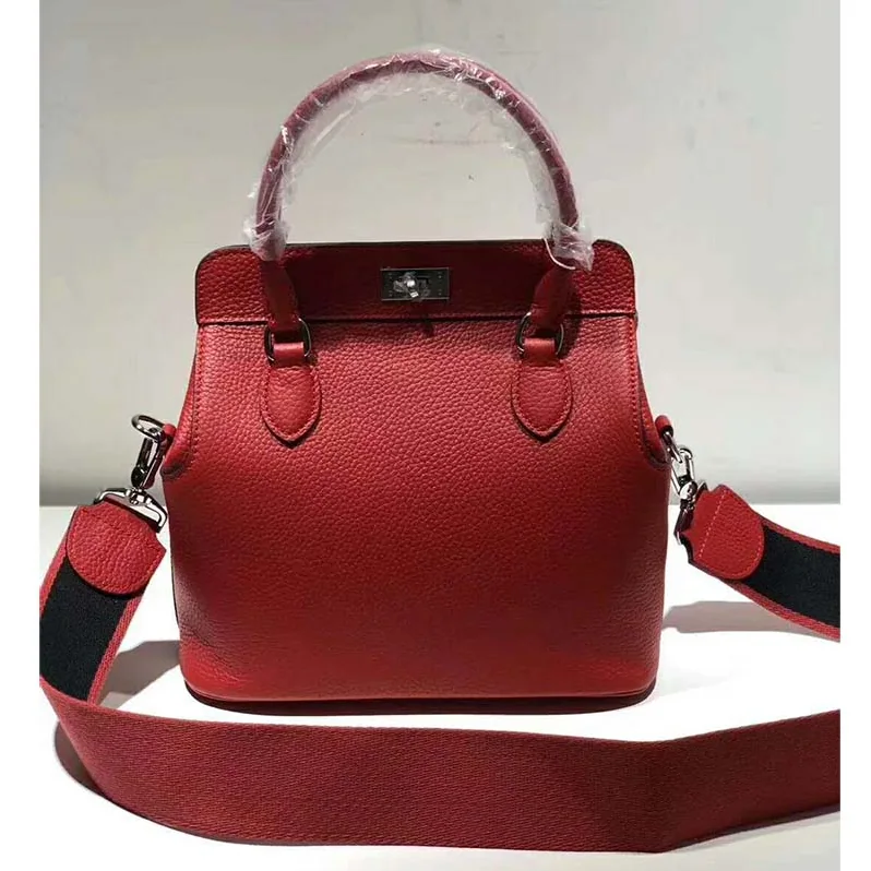 Hermes Toolbox 26 Bag in Calfskin Leather for Women in Maroon