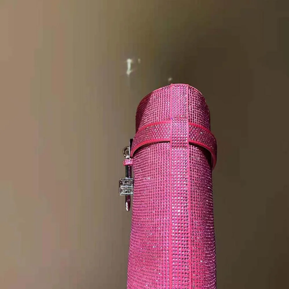 Givenchy Shark Lock Boots in Satin with Strass for Women in Pink Givenchy Shark Lock Boots in Satin with Strass for Women in Pink