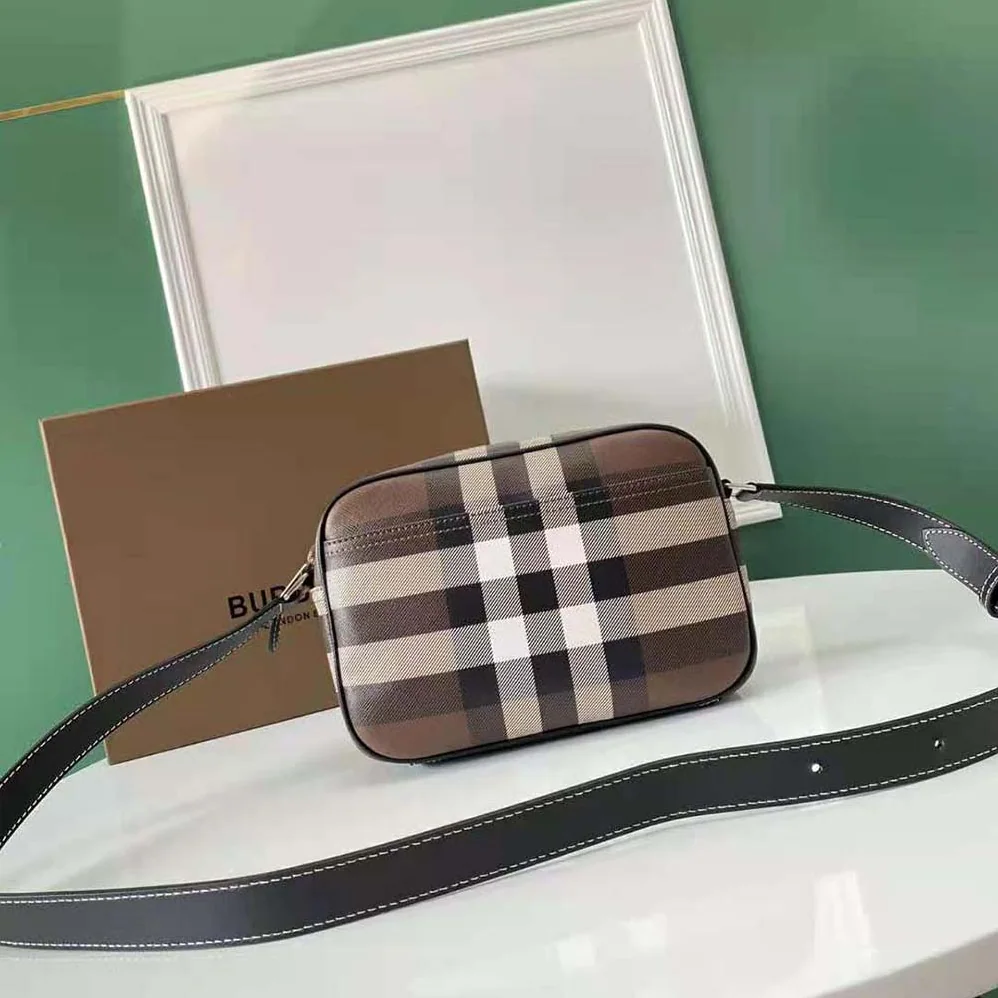 Burberry Check Crossbody Bag in Calf Leather for Men in Brown