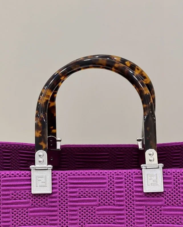 Fendi Sunshine Medium Purple FF fabric shopper Bag For Woman / 8BH386AHWCF037T Fendi Sunshine Medium Purple FF fabric shopper Bag For Woman / 8BH386AHWCF037T