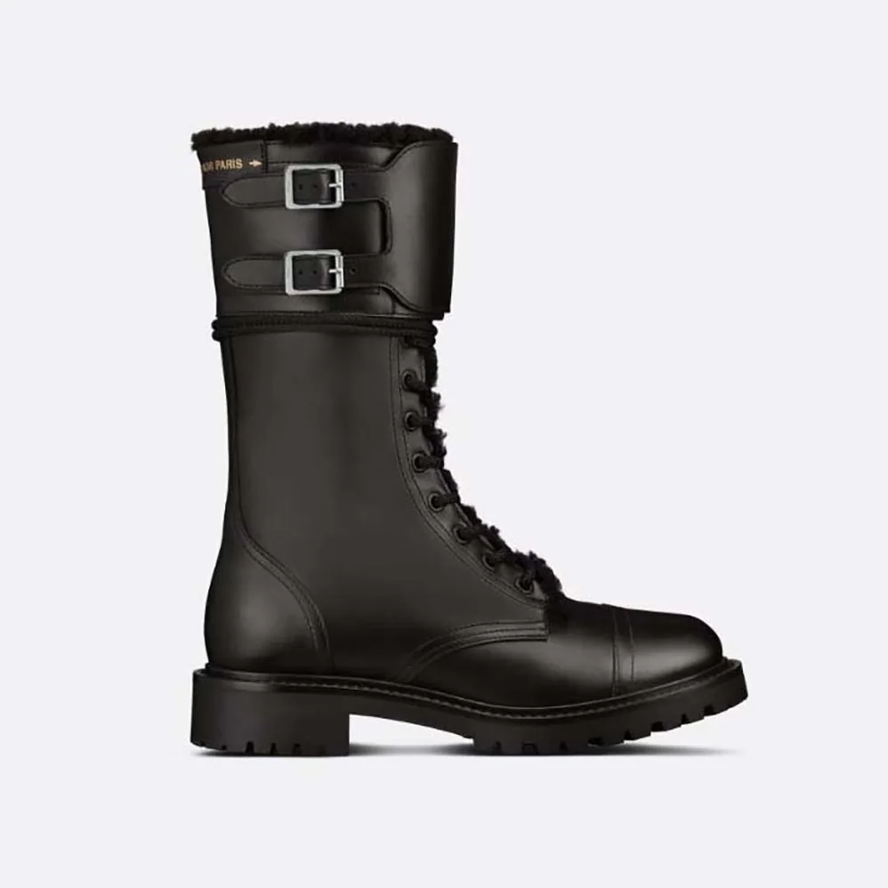 Dior D-trap Ankle Boot Black Calfskin and Shearling for Women
