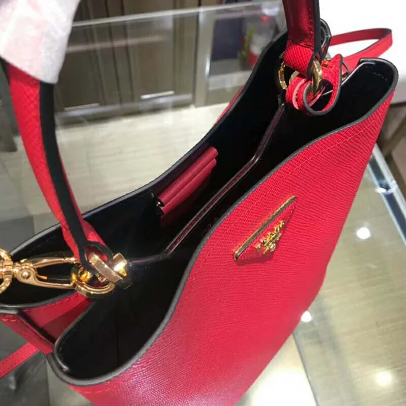 Prada Double Medium Bag in Saffiano Leather for Women in Red Prada Double Medium Bag in Saffiano Leather for Women in Red