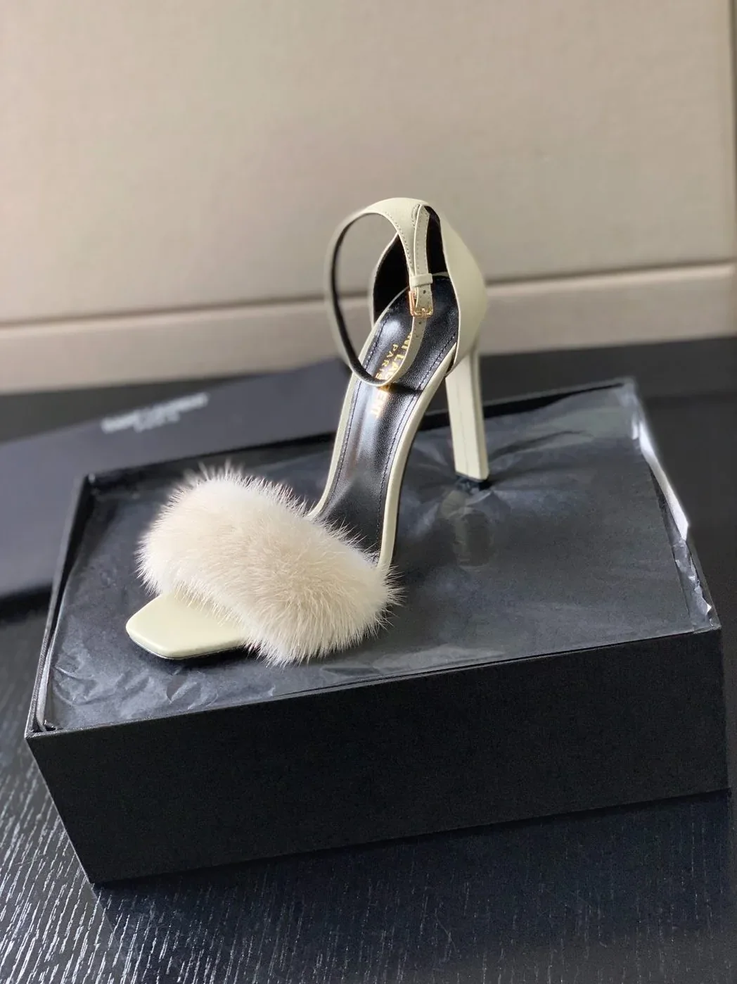Saint Laurent Bea Ankle Strap Sandals White Saint Laurent Bea Ankle Strap Sandals White
