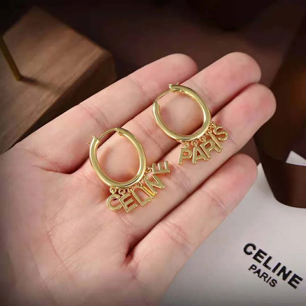 Celine Paris Hoops in Brass with Gold Finish for Women Celine Paris Hoops in Brass with Gold Finish for Women