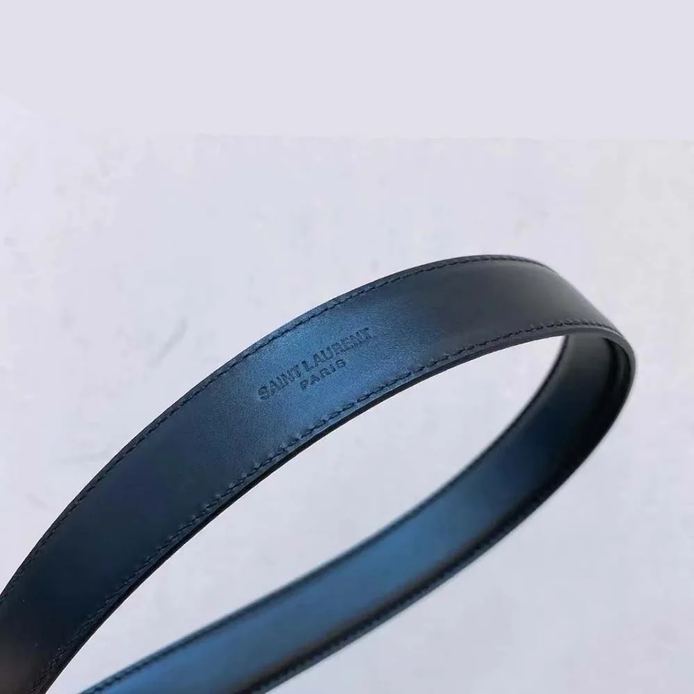 Saint Laurent YSL Folk Buckle Belt in Brushed Leather for Women