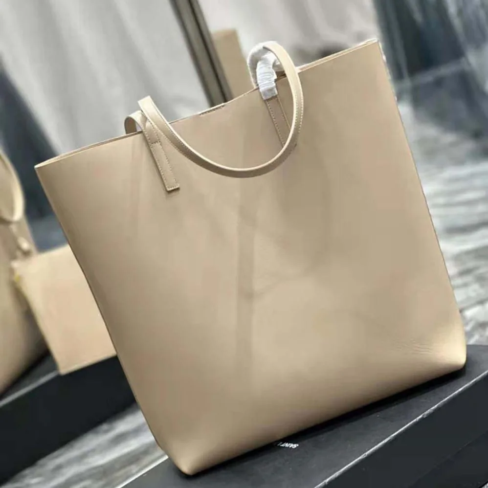 Saint Laurent YSL Shopping Saint Laurent N/S in Supple Leather for Women in Sandy