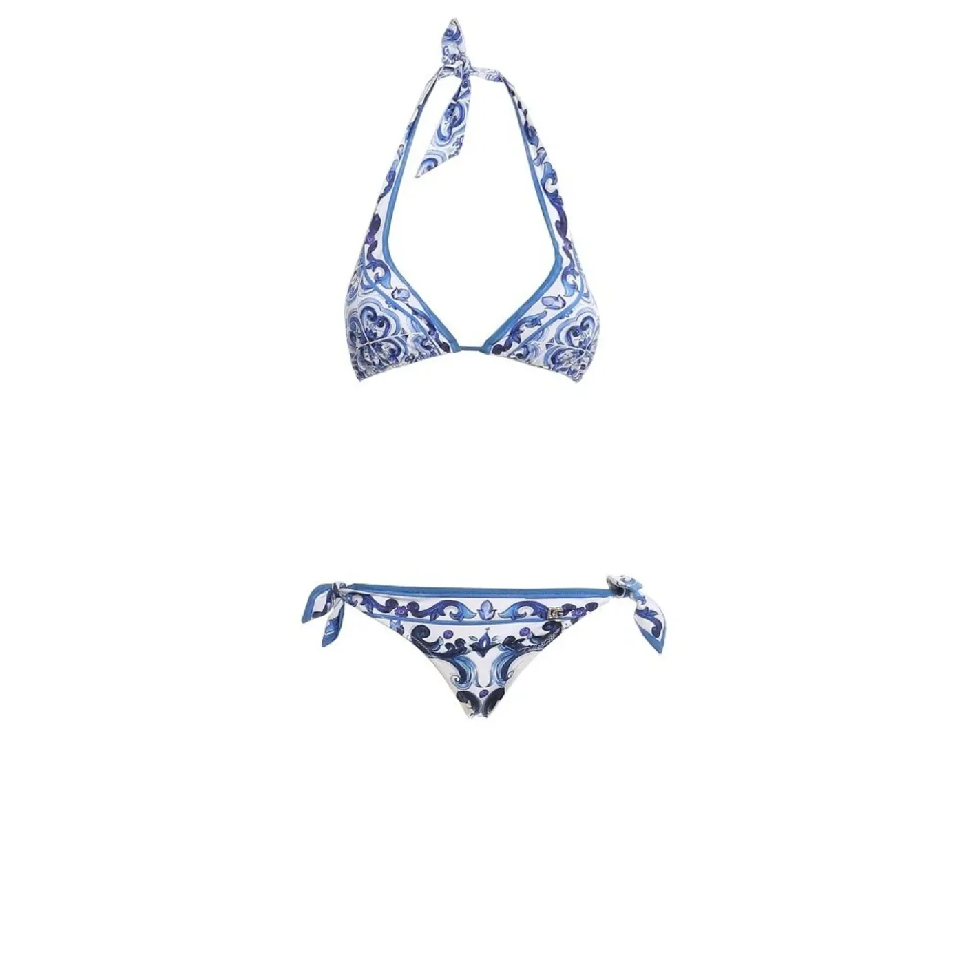 Dolce & Gabbana Majolica-Print Padded Triangle Bikini Blue O8A54JHPGAZHY3TN