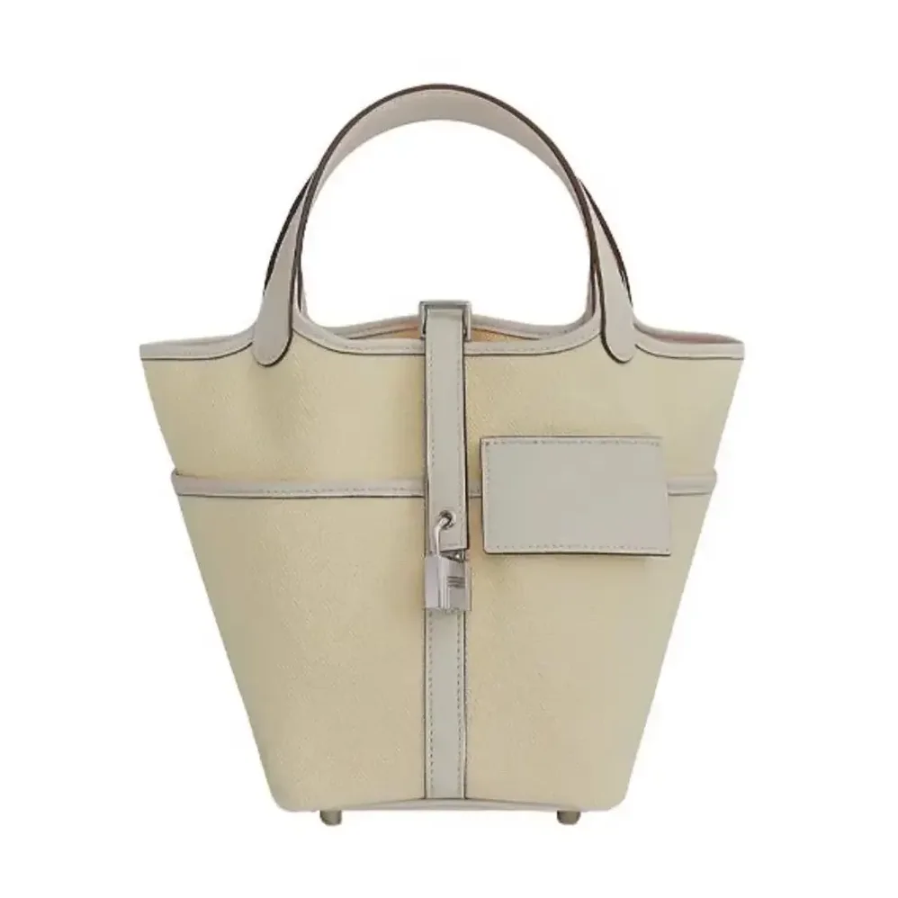 Hermes Picotin Lock 18 Pockets in Goeran Canvas Leather for Women in White Hermes Picotin Lock 18 Pockets in Goeran Canvas Leather for Women in White