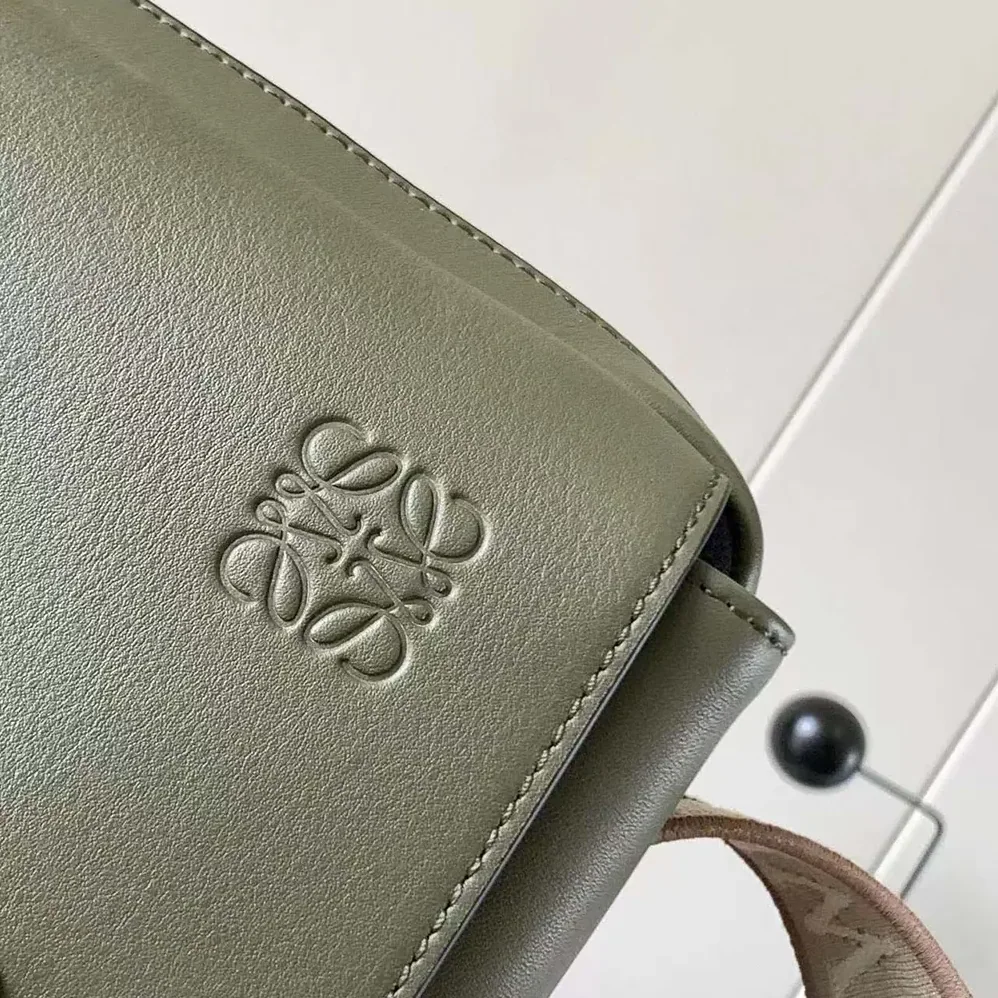Loewe XS Military Messenger Bag in Supple Smooth Calfskin and Jacquard for Men in Dark Green Loewe XS Military Messenger Bag in Supple Smooth Calfskin and Jacquard for Men in Dark Green