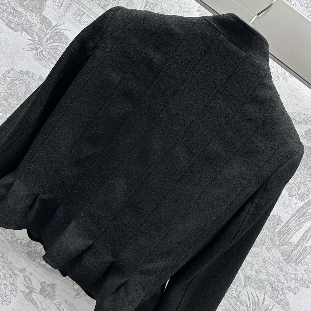 Dior Peplum Jacket Black Virgin Wool and Cotton Bouclé Blend for Women