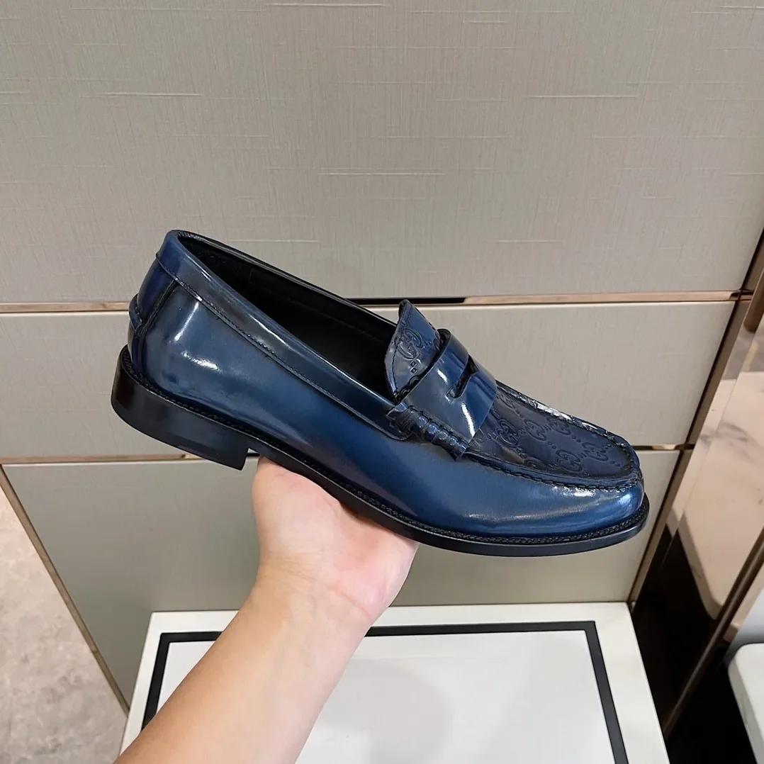 Gucci GG Embossed Loafers Horsebit Blue for Men Gucci GG Embossed Loafers Horsebit Blue for Men