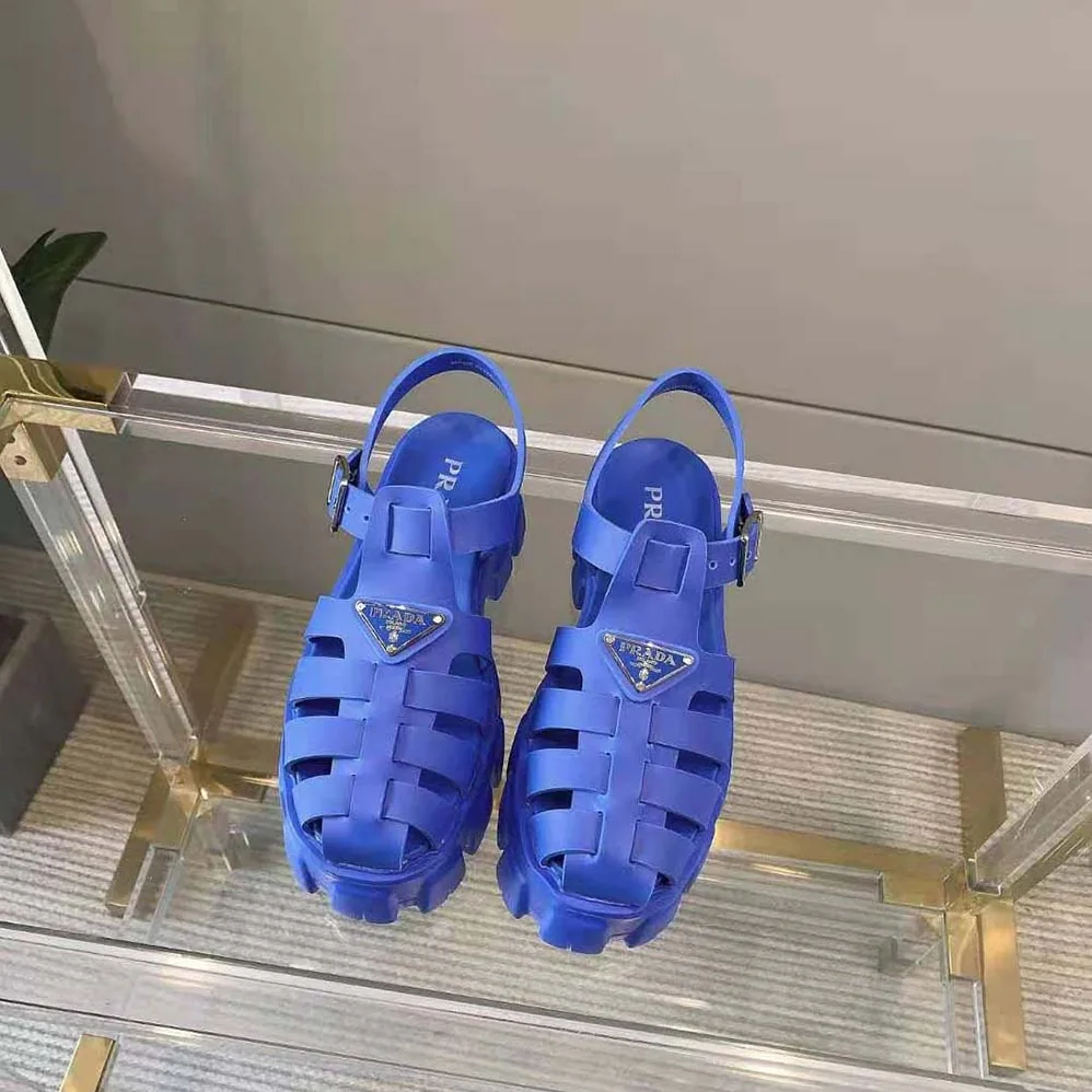 Prada Foam Rubber Sandals in 55 mm Heel Height for Women in Blue