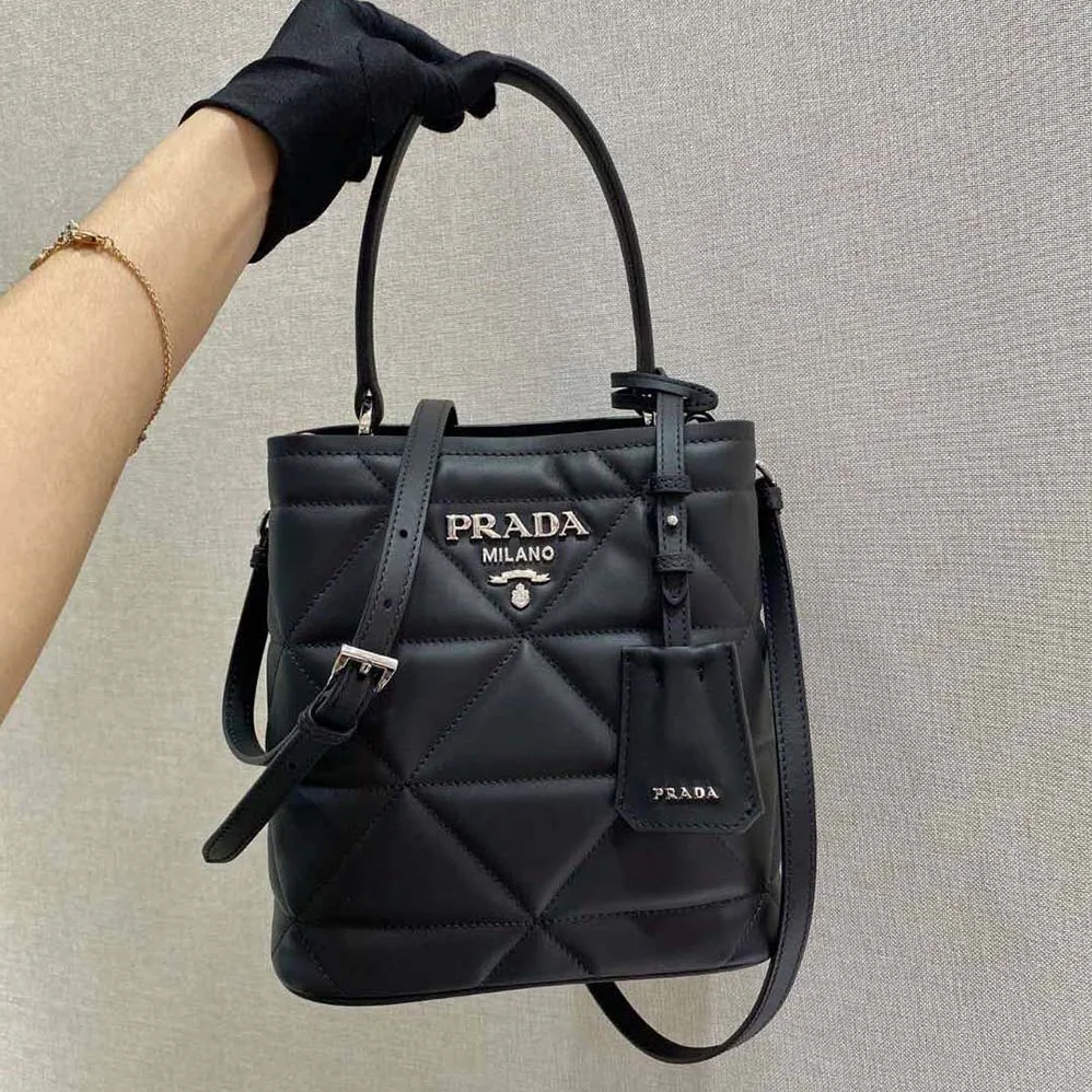 Prada Bucket Design Spectrum Leather Bag for Women in Black Prada Bucket Design Spectrum Leather Bag for Women in Black