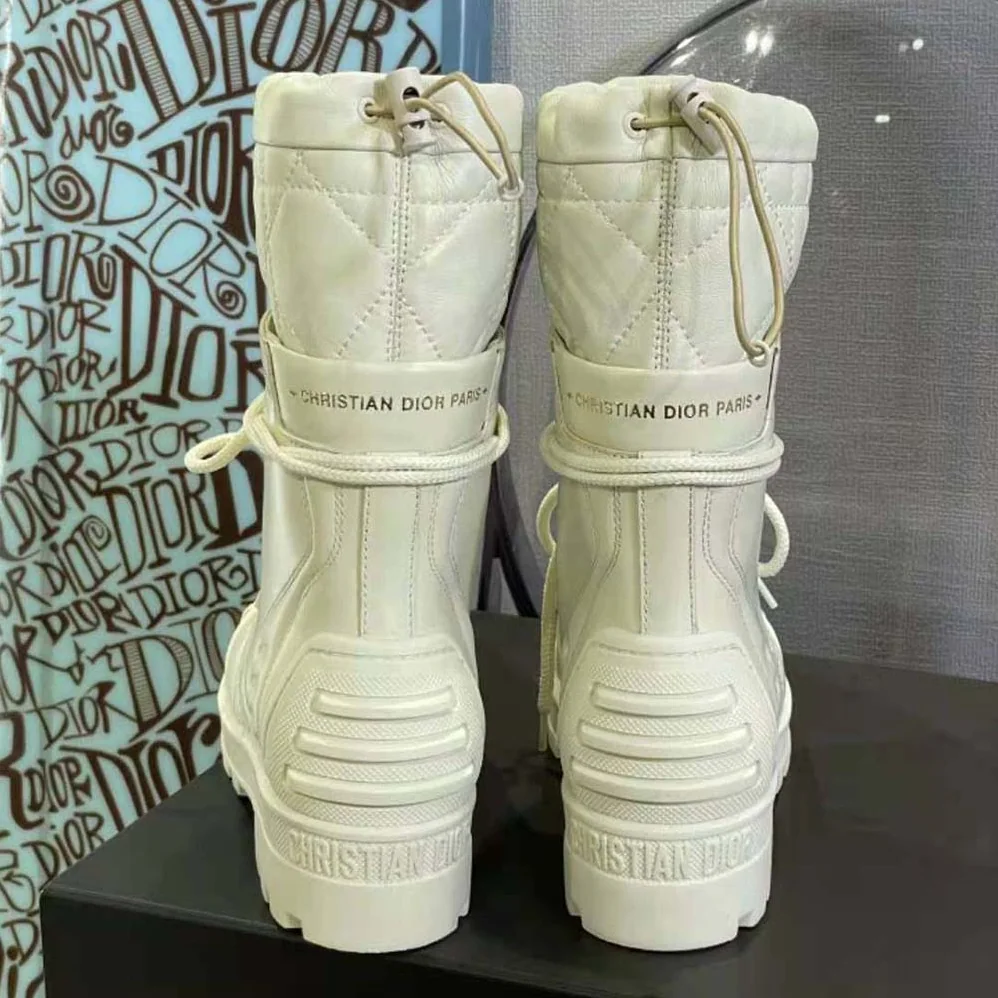 Dior Dioriron Ankle Boot White Quilted Cannage Calfskin for Women Dior Dioriron Ankle Boot White Quilted Cannage Calfskin for Women