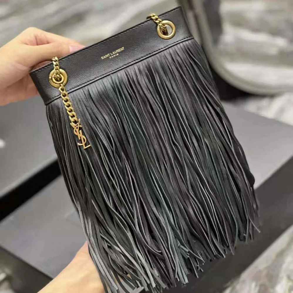 Saint Laurent YSL Grace Small Chain Bag in Suede for Women in Black Saint Laurent YSL Grace Small Chain Bag in Suede for Women in Black
