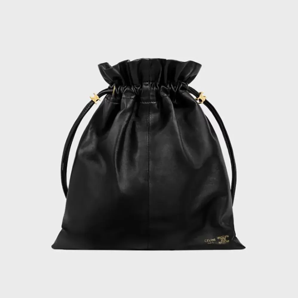Celine Small Crystal Pouch in Lambskin for Women in Black