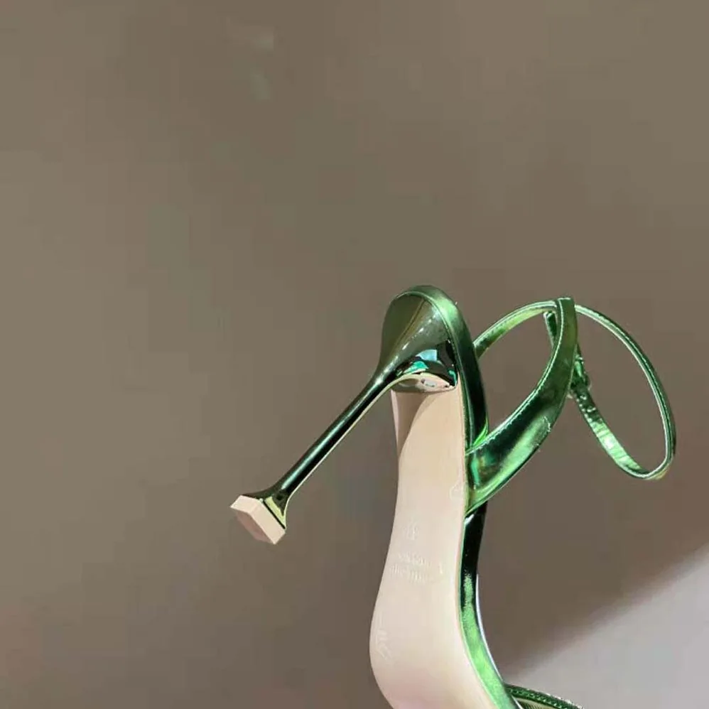 Miu Miu Metallic Leather Sandals for Women in Green Miu Miu Metallic Leather Sandals for Women in Green