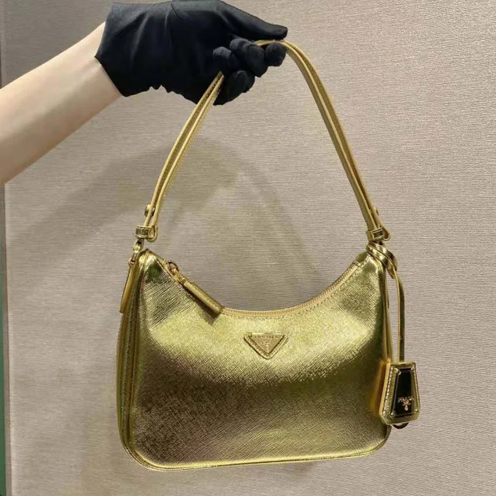 Prada Saffiano Leather Mini Bag for Women in Gold Prada Saffiano Leather Mini Bag for Women in Gold