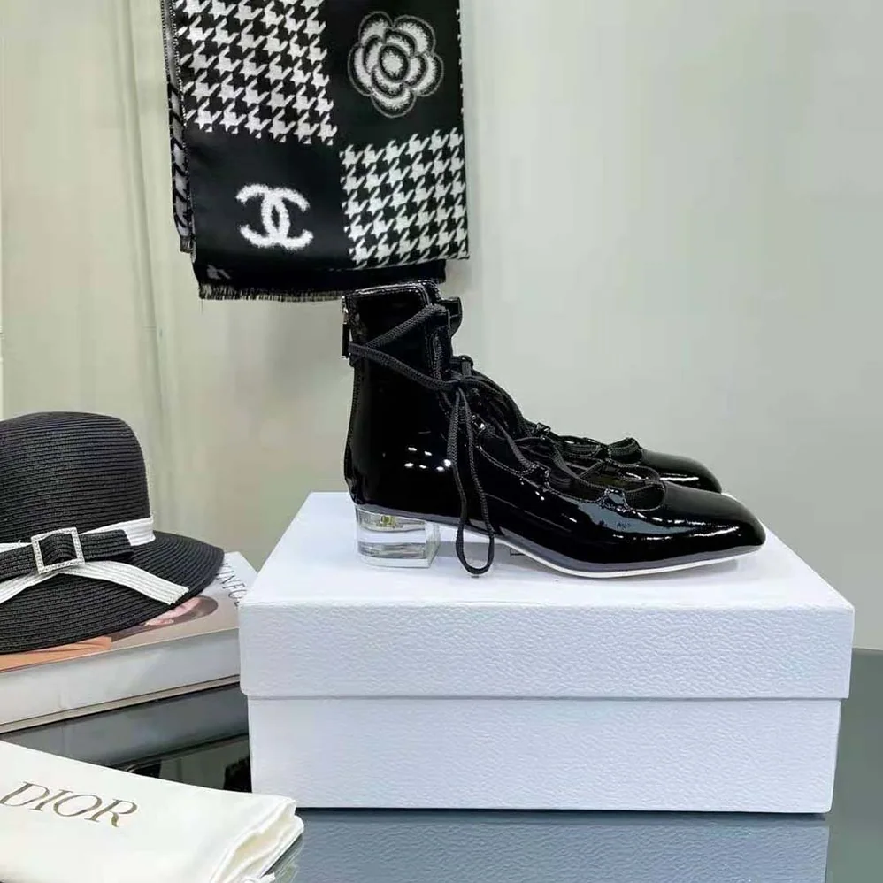 Dior Arty Lace-up Ankle Boot Black Patent Calfskin for Women Dior Arty Lace-up Ankle Boot Black Patent Calfskin for Women