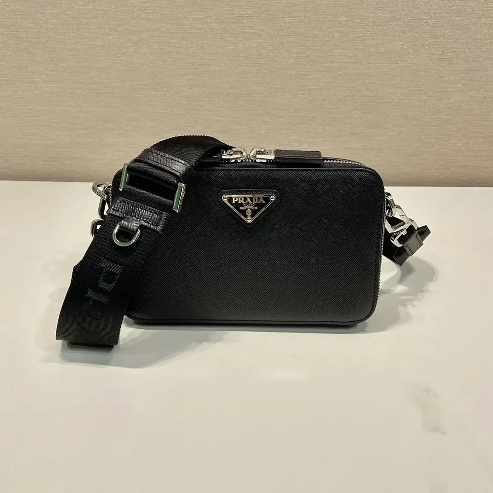 Prada Brique Saffiano Leather Bag for Men in Black Prada Brique Saffiano Leather Bag for Men in Black