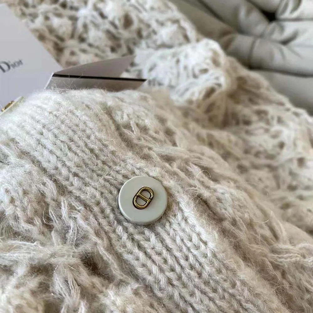 Dior Twin-Set Ecru Cashmere Silk and Mohair Knit for Women