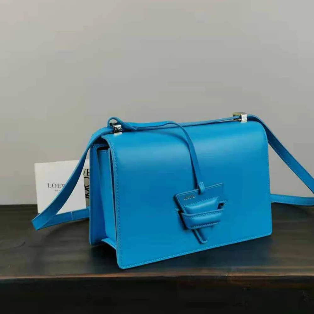 Loewe Barcelona Bag in Silk Calfskin for Women in Blue Loewe Barcelona Bag in Silk Calfskin for Women in Blue
