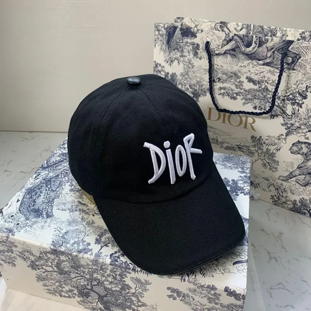 Dior Stussy Embroidered Logo Hat Black Cotton Canvas for Unisex Dior Stussy Embroidered Logo Hat Black Cotton Canvas for Unisex