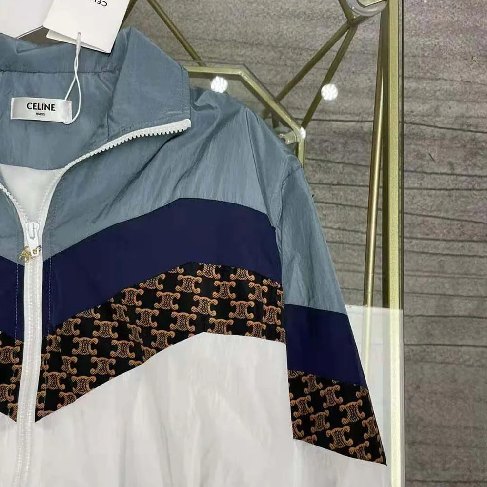 Celine Windbreaker with Monogram in Nylon for Women in White Celine Windbreaker with Monogram in Nylon for Women in White