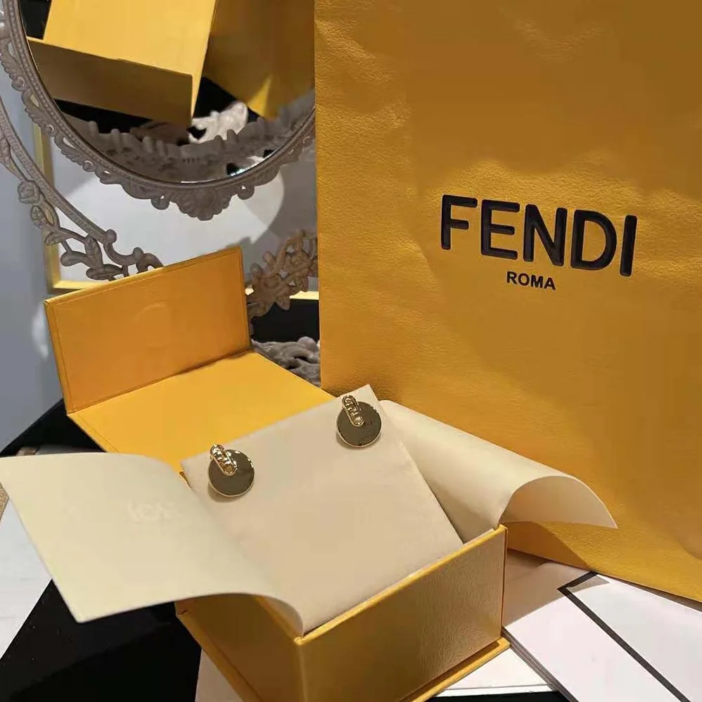 Fendi O Lock Earrings Gold Colored for Women Fendi O Lock Earrings Gold Colored for Women